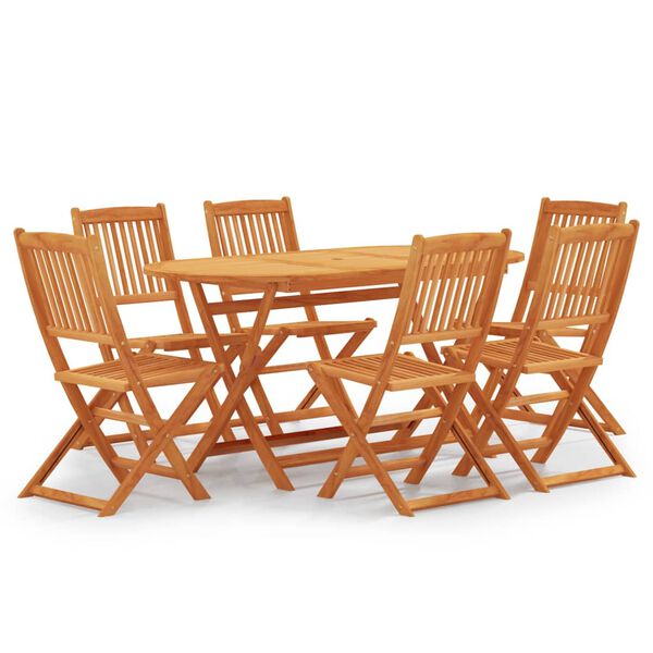 vidaXL Mobilier &agrave; d&icirc;ner d'ext&eacute;rieur pliable 7 pcs Bois d'eucalyptus