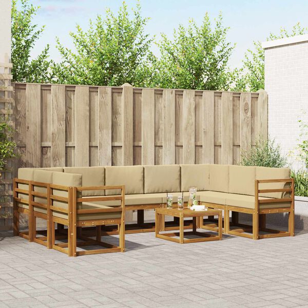 vidaXL Ensemble de canap&eacute;s d'ext&eacute;rieur 10 pcs Naturel et Beige