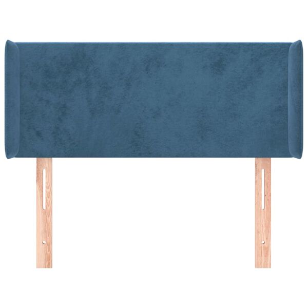 vidaXL Tête de lit avec oreilles Bleu foncé 103x16x78/88 cm Velours