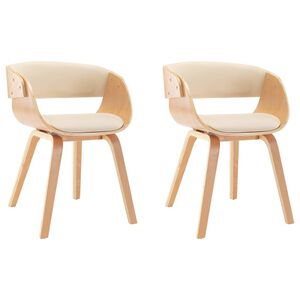 vidaXL Chaises &agrave; manger lot de 2 cr&egrave;me bois courb&eacute; et similicuir