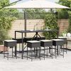 vidaXL Ensemble de bar de jardin 9 pcs avec coussins noir poly rotin