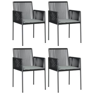 vidaXL Chaises de jardin et coussins lot de 4 noir 54x60,5x83,5 cm