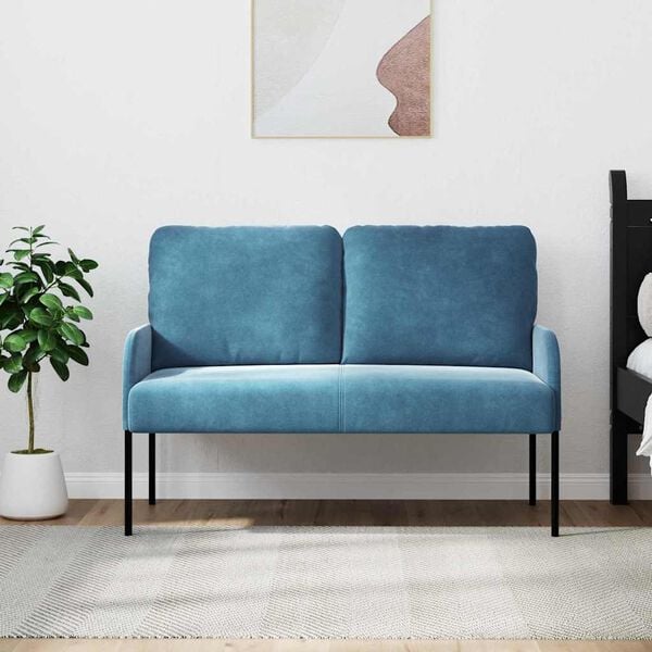 vidaXL Canap&eacute;s avec coussin 110cm Bleu Contreplaqu&eacute;