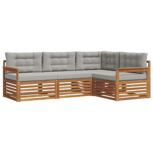 vidaXL Ensemble de canap&eacute;s d'ext&eacute;rieur 4 pcs Gris Naturel et Clair