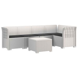 vidaXL Canap&eacute; de Jardin 5 Places avec Coussins Aspect Rotin PP Blanc