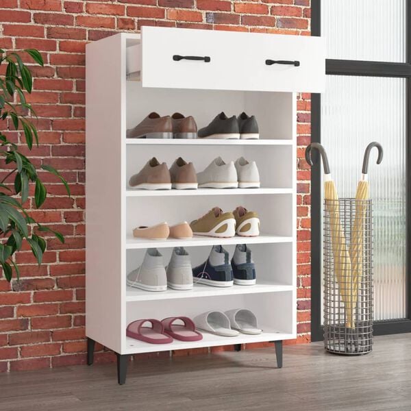 vidaXL Armoire à chaussures Blanc 60x35x105 cm Bois d'ingénierie