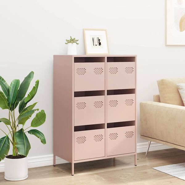 vidaXL Buffet haut rose 68x39x101,5 cm acier