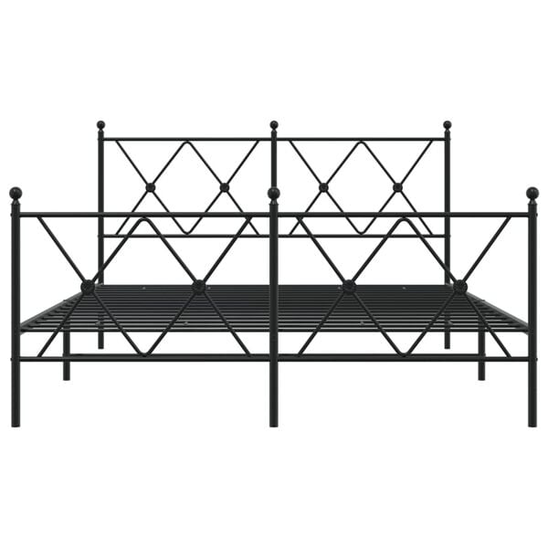 vidaXL Cadre de lit métal sans matelas avec pied de lit noir 140x190cm