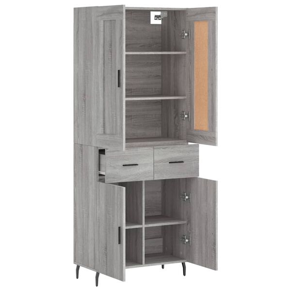 vidaXL Buffet haut Sonoma gris 69,5x34x180 cm Bois d'ing&eacute;nierie