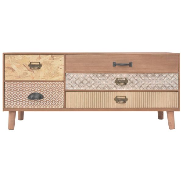 vidaXL Meuble TV avec 5 tiroirs 90x30x40 cm Bois de pin massif