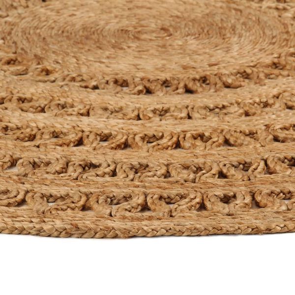 vidaXL Tapis Jute tress&eacute; &agrave; la main 90 cm Rond