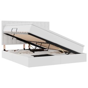 vidaXL Lit avec rangement et LED Blanc pur 180 x 200 cm Simili cuir