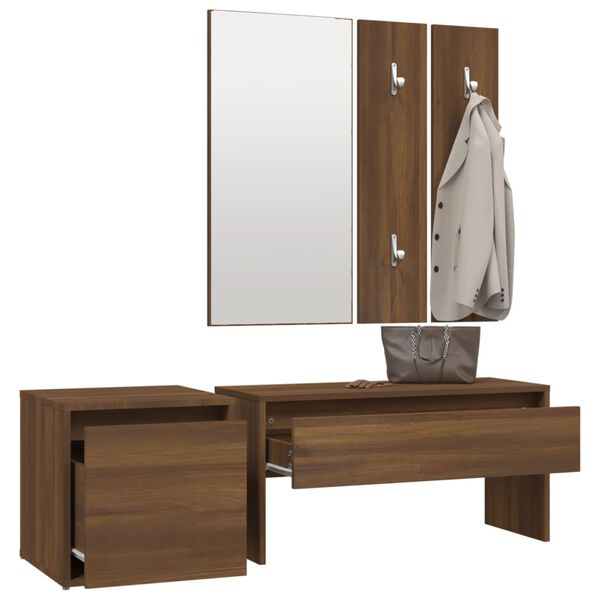 vidaXL Ensemble de meubles de couloir Ch&ecirc;ne marron Bois d'ing&eacute;nierie