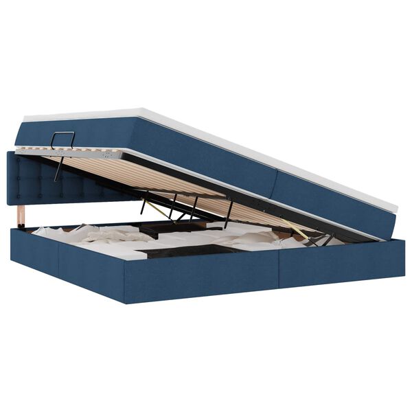 vidaXL Lit avec rangement et matelas avec matelas Bleu 200 x 200 cm
