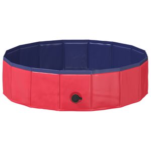 vidaXL Piscine de nage pliable pour chien Rouge et bleu PVC