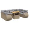 vidaXL Salon de jardin avec coussins 10 pcs beige r&eacute;sine tress&eacute;e