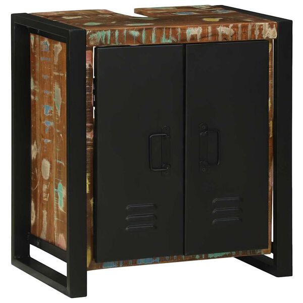 vidaXL Cabinet pour lavabo Marron Bois massif de récupération