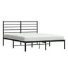 vidaXL Cadre de lit m&eacute;tal sans matelas avec t&ecirc;te de lit noir 150x200cm
