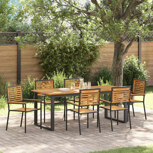 vidaXL Ensemble de salle &agrave; manger pour jardin 7 pcs Noir