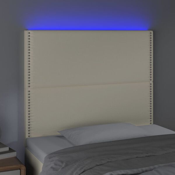 vidaXL T&ecirc;te de lit &agrave; LED Cr&egrave;me 80x5x118/128 cm Similicuir