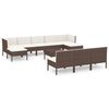vidaXL Salon de jardin 11 pcs avec coussins R&eacute;sine tress&eacute;e Marron