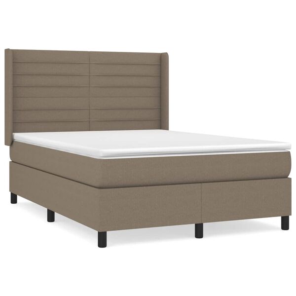 vidaXL Sommier &agrave; lattes de lit avec matelas Taupe 140x190 cm Tissu