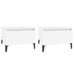 vidaXL Tables d'appoint 2 pcs Blanc 50x46x35 cm Bois d'ing&eacute;nierie