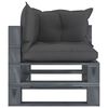 vidaXL Canap&eacute; d'angle palette de jardin avec coussins noir bois
