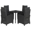 vidaXL Ensemble &agrave; manger de jardin coussins 5pcs Noir R&eacute;sine tress&eacute;e