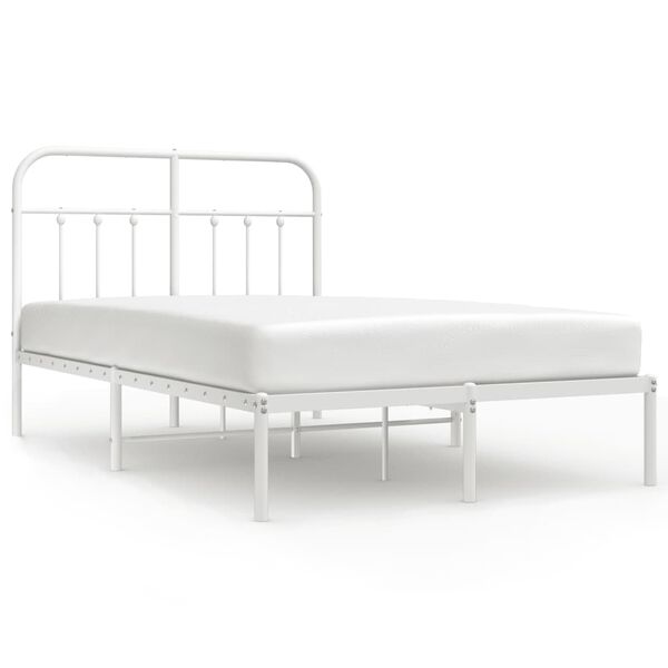 vidaXL Cadre de lit métal sans matelas et tête de lit blanc 120x190 cm