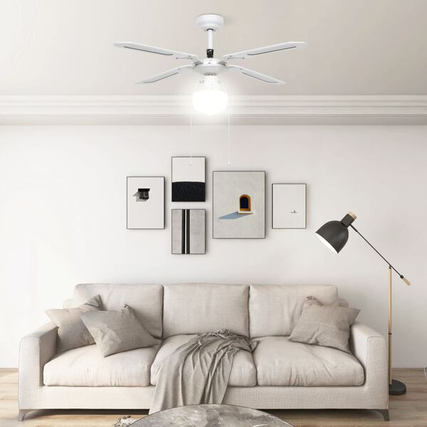 vidaXL Ventilateur de plafond avec lampe 106 cm Blanc