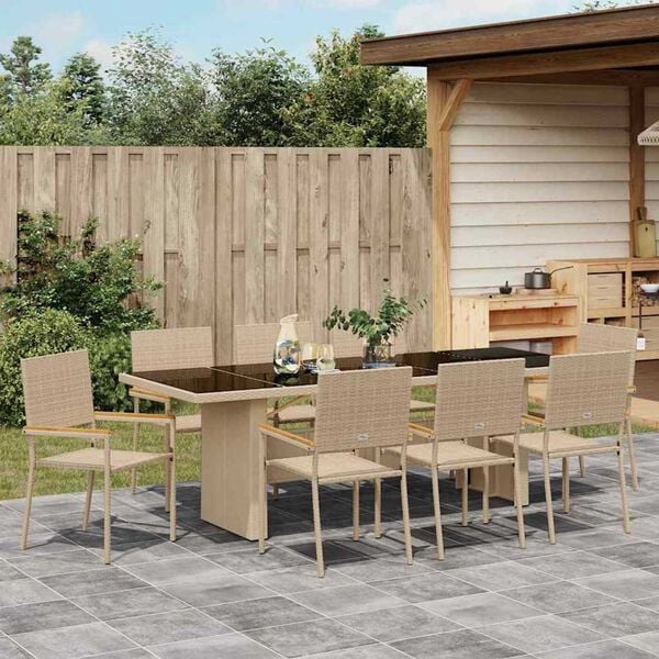 vidaXL Ensemble de salle à manger pour jardin 9 pcs Noir polyrotin