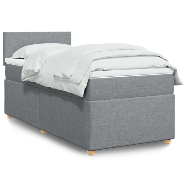 vidaXL Sommier &agrave; lattes de lit et matelas Gris clair 90x190 cm Tissu