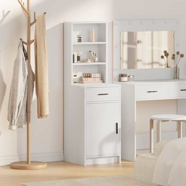 vidaXL Haut Armoire Blanc 40 x 40,5 x 135 cm Bois d'ing&eacute;nierie