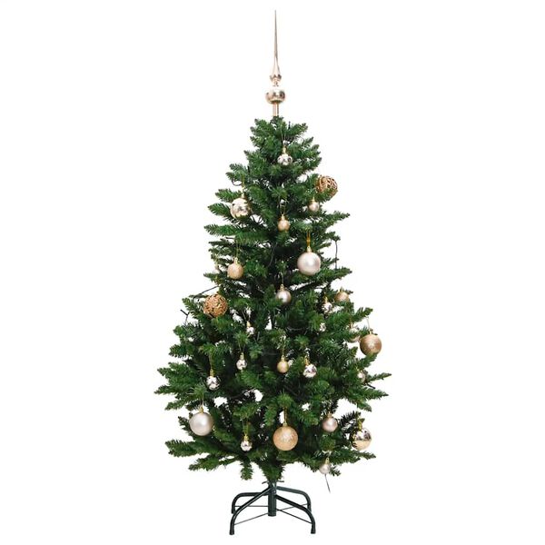 vidaXL Sapin de Noël artificiel articulé 150 LED et boules 120 cm
