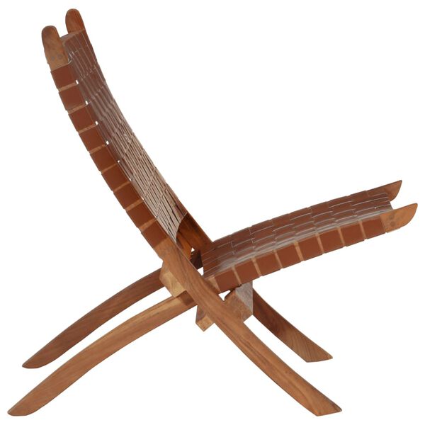 vidaXL Chaise de relaxation pliable marron cuir véritable