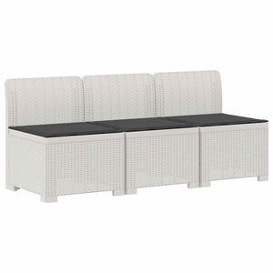 vidaXL Canap&eacute; de jardin 3 places avec coussins look rattan PP Blanc