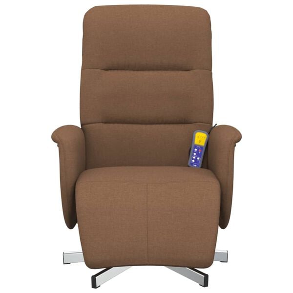vidaXL Fauteuil inclinable de massage avec repose-pieds marron tissu