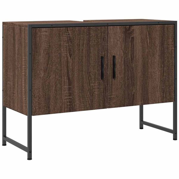 vidaXL Armoire lavabo de salle de bain ch&ecirc;ne marron bois d'ing&eacute;nierie