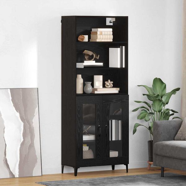 vidaXL Haut Armoire Ch&ecirc;ne noir 69,5 x 34 x 180 cm Bois d'ing&eacute;nierie
