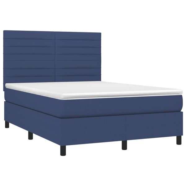 vidaXL Sommier &agrave; lattes de lit avec matelas Bleu 140x200 cm Tissu