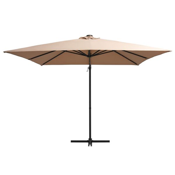 vidaXL Parasol de jardin en porte-&agrave;-faux lumi&egrave;res LED et m&acirc;t en acier
