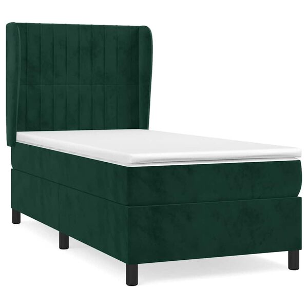 vidaXL Sommier &agrave; lattes de lit avec matelas Vert fonc&eacute; 90x190 cm