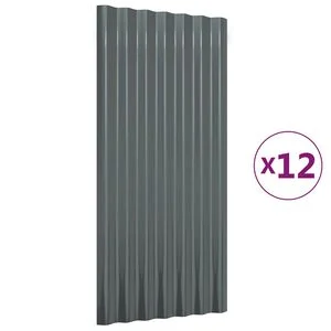 vidaXL Panneaux de toit 12 pcs Acier galvanis&eacute; Anthracite 80x36 cm