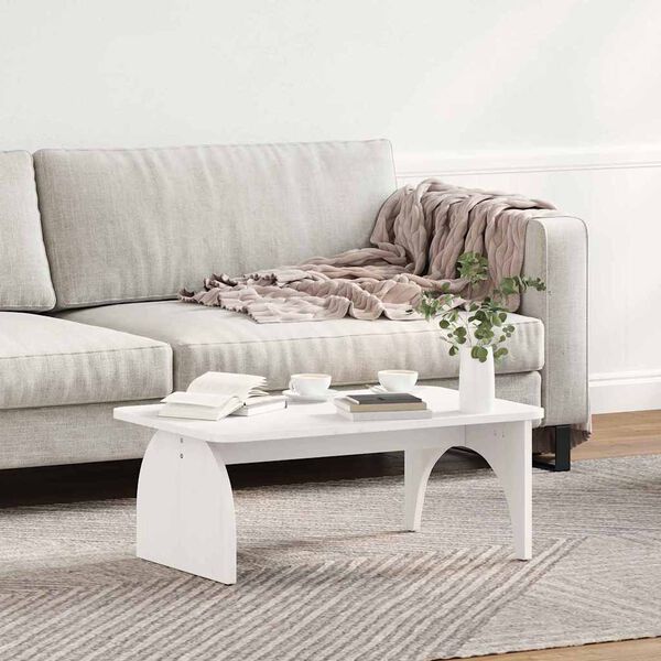 vidaXL Table basse Blanc 80 x 50 x 31 cm Bois massif en pin