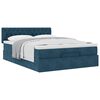 vidaXL Cadre de lit ottoman avec matelas bleu fonc&eacute; 140x190 cm velours