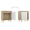 vidaXL Tables de chevet pieds bois 2 pcs Blanc/Ch&ecirc;ne sonoma 40x30x50cm