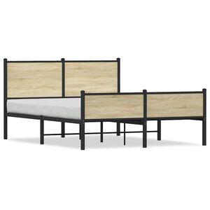 vidaXL Cadre de lit en m&eacute;tal sans matelas ch&ecirc;ne sonoma 140x190 cm
