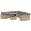 vidaXL Salon de jardin 11 pcs avec coussins beige r&eacute;sine tress&eacute;e