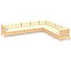 vidaXL Salon de jardin 8 pcs avec coussins cr&egrave;me Bois de pin massif